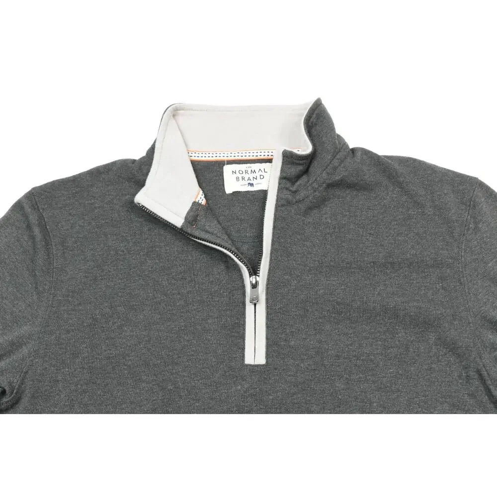 Normal Brand 1/4 Zip Pullover Sweater Mens Medium Gray Long Sleeve Cotton Blend